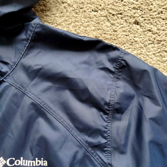 NWT XL Columbia Center Ridge Blue and White Colorblock Windbreaker Rain Jacket - Picture 7 of 14
